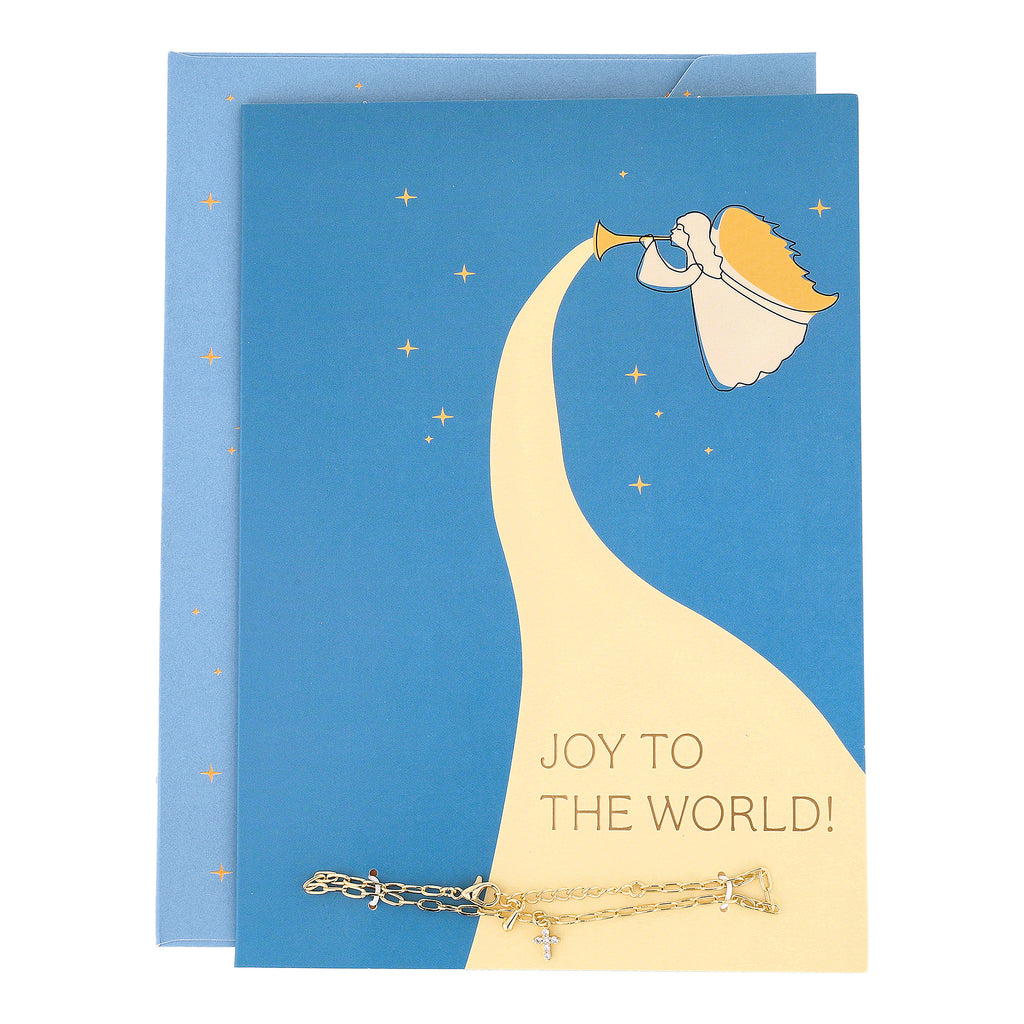 Joy to the World with Brass Gold Charm Bracelet