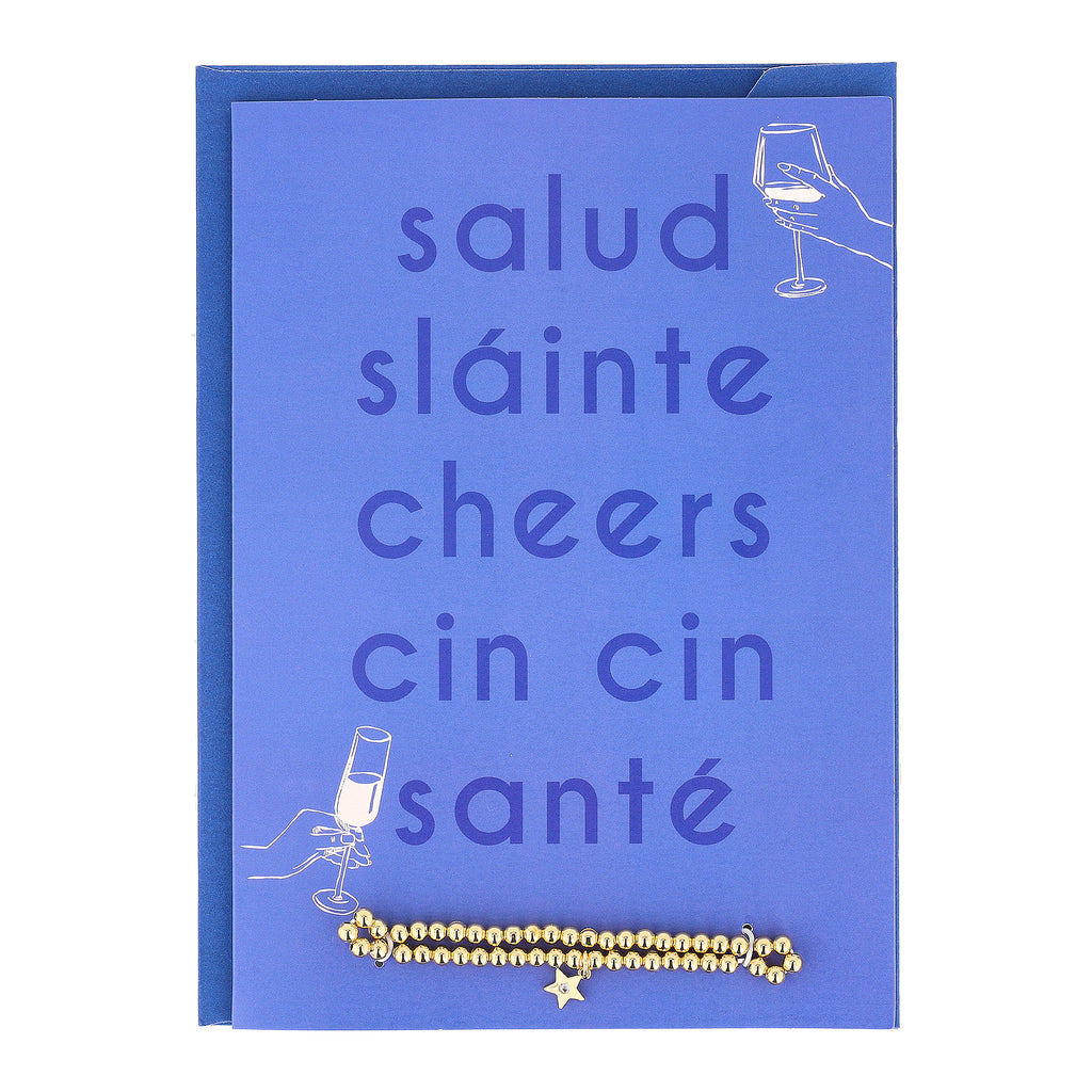 Cheers with Gold Bezel Beaded Bracelet