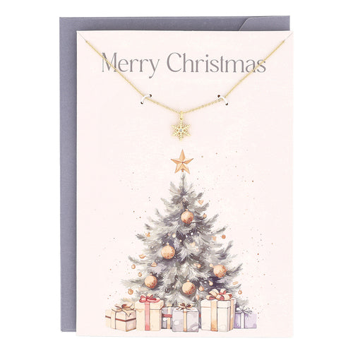 Christmas Tree Card with CZ Octagon Pendant Necklace
