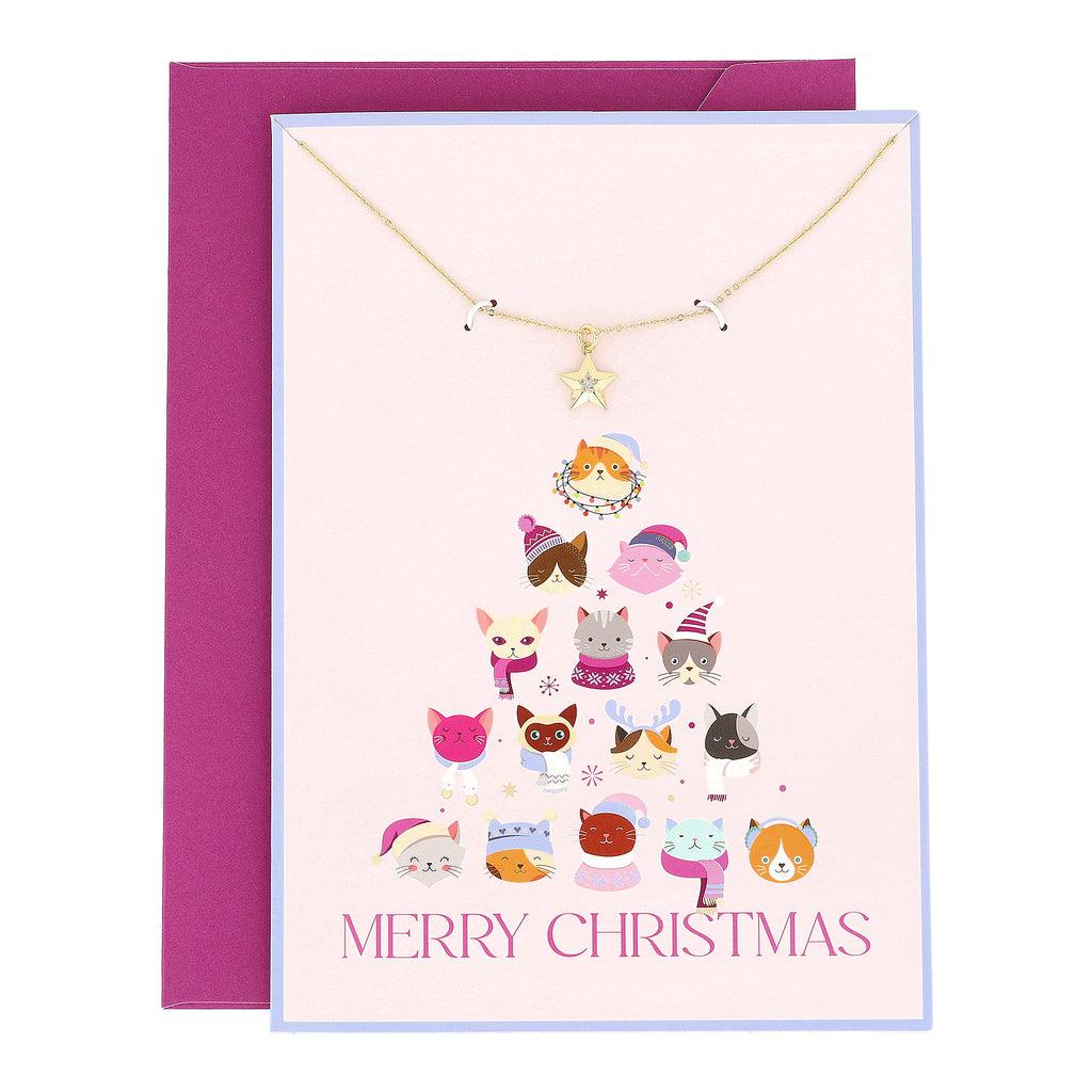 Merry & Bright Star Necklace with Brass Gold Star and Clear star Slider Pendant