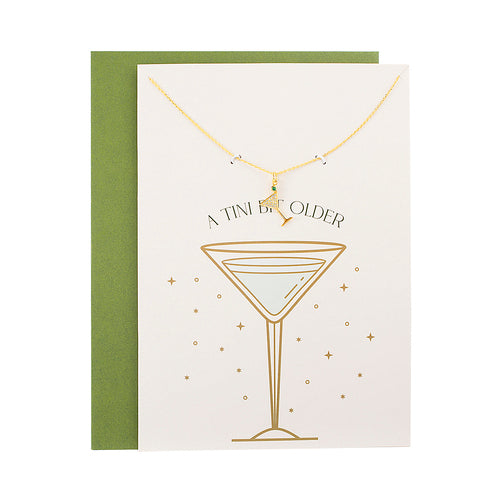 A Tini Bit Older Card with Martini Glass Pendant Necklace