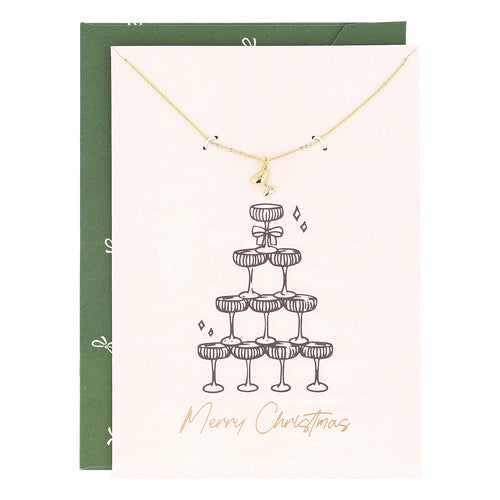 Merry Christmas Card with Martini Charm Necklace