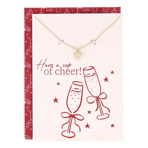 Have a Cup of Cheer Card with Pearl Heart Necklace