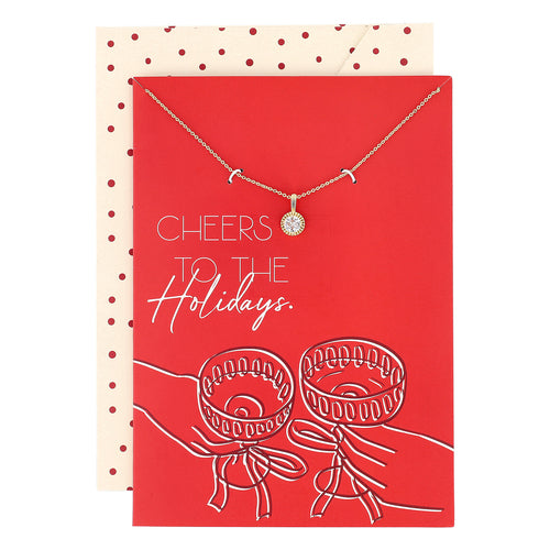 Cheers to the Holidays Card with CZ Necklace