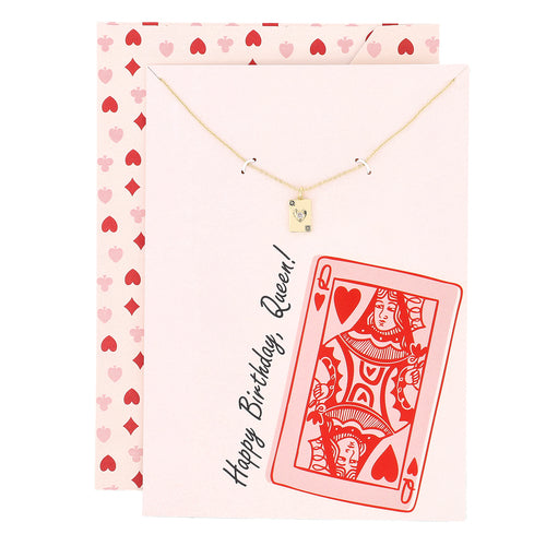 Happy Birthday, Queen! Card with Queen of Hearts Necklace