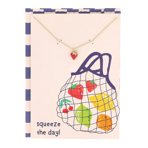 Squeeze the Day Card with Strawberry Necklace