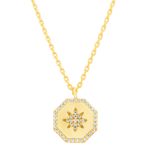 Christmas Tree Card with CZ Octagon Pendant Necklace