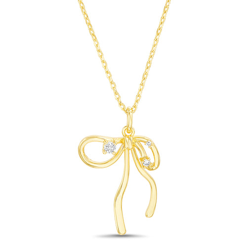 Happy Birthday Card with CZ Bow Pendant Necklace