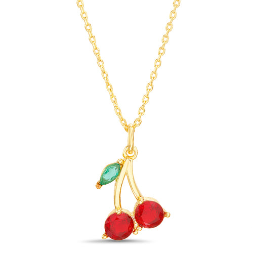 Very Cherry Birthday Card with CZ Cherries Pendant Necklace